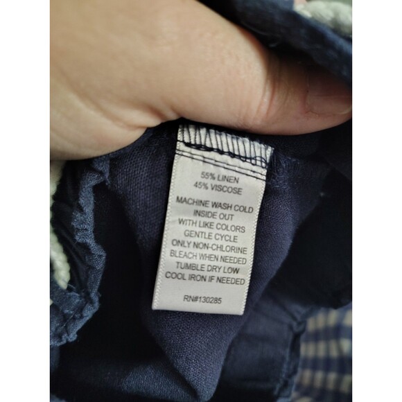 Per Se Linen Blend Pants Womens XL Petite Navy Relaxed Pull On Beachy Classic - Picture 10 of 10